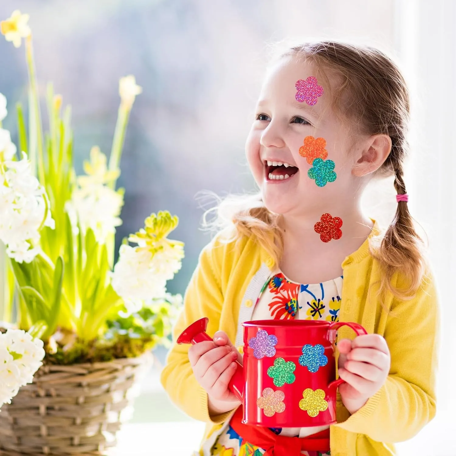 500 قطعة ملصق زهرة الليزر لفة أزهار لطيفة شكل ختم ملصق اللون مقاوم للماء ذاتية اللصق ملصق تغليف الهدايا ملصق