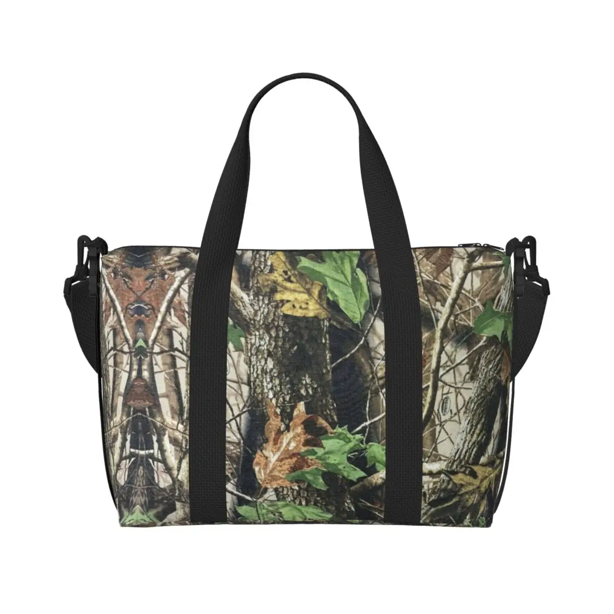 Custom Large Real Tree Camouflage Camo Pattern Tote Bag Women Shopper Shoulder Beach Gym Travel Bag