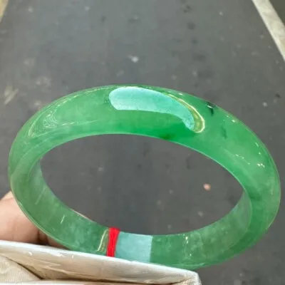 10 Real Natural Grade AAA Ice Green Burmese Jade jadeite bracelet bangle 57MM view 2