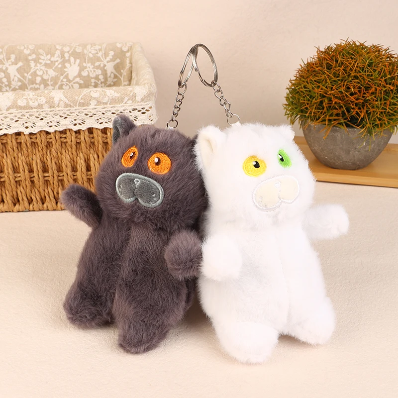 Porte-clés en peluche chat de dessin animé mignon, porte-clés chaton en peluche, joli pendentif de sac, décoration de sac à dos, cadeaux pour meilleur ami