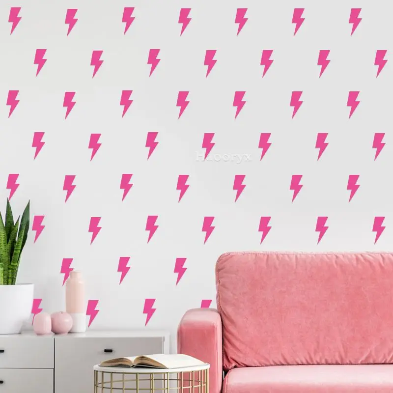 96Pcs Preppy Pink Lightning Bolt Wall Decal Decor Aesthetic DIY Cup Book Sticker for Bedroom Living Room Kindergarten Decoration