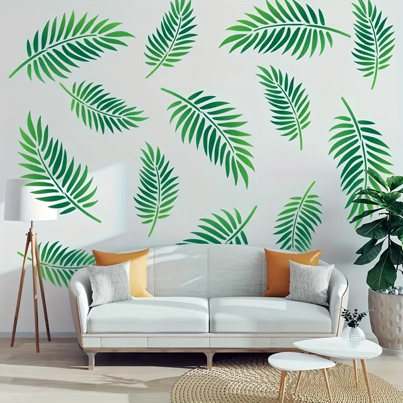 1PC 11,8x17,7 inch palmblad stencil voor muur en meubels schilderen, herbruikbare tropische plant sjabloon voor thuis kunst DIY