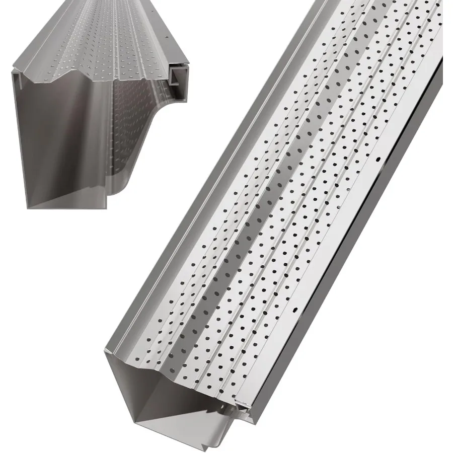 Heavy Duty 5 Inch Aluminum Gutter Guards 100 Feet Mill Finish DIY Leaf Protection System for Home Gutters