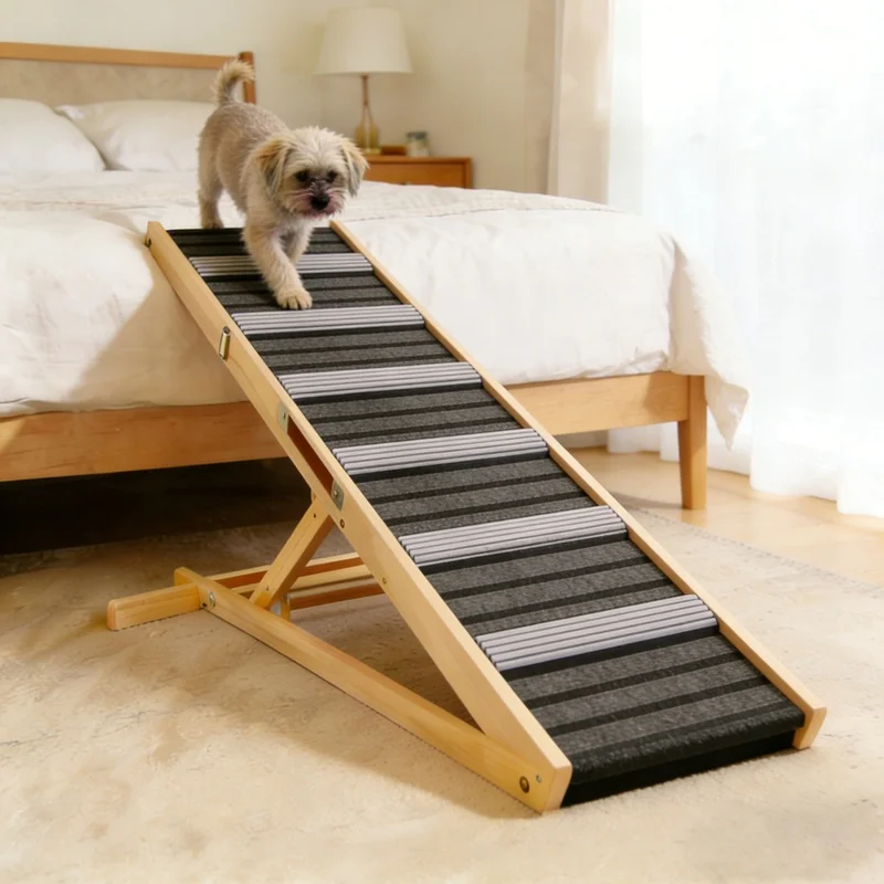 

2026 Upgraded Dog Ramp for Couch, Adjustable Height 14" to 25", Portable Pet Steps with Non-Slip Surface, Easy-Access Ramp for Small Dogs