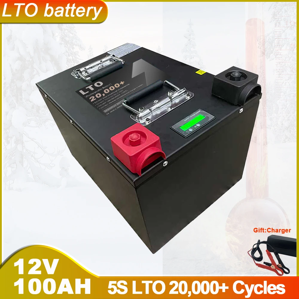 

SEENRUY 5S 12V LTO Batttery 12V 100Ah Lithium Titanate Battery Pack with BMS Fast Charger for Boat Solar Car EV RV