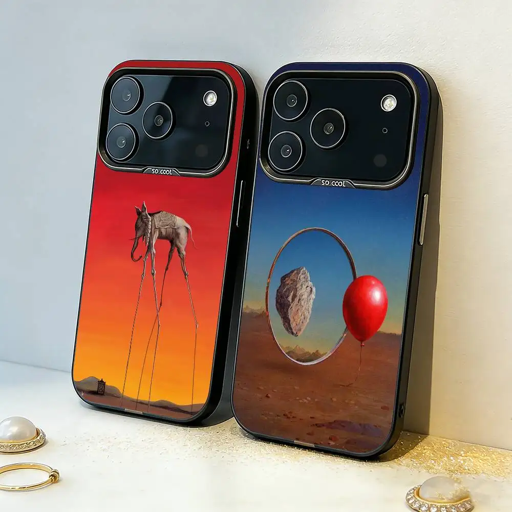 

S-Salvador D-Dali A-Artist Phone Case For iPhone17 16 15 14 13 12 Pro Max Grey Black Matte Laser Metallic Aurora Funda