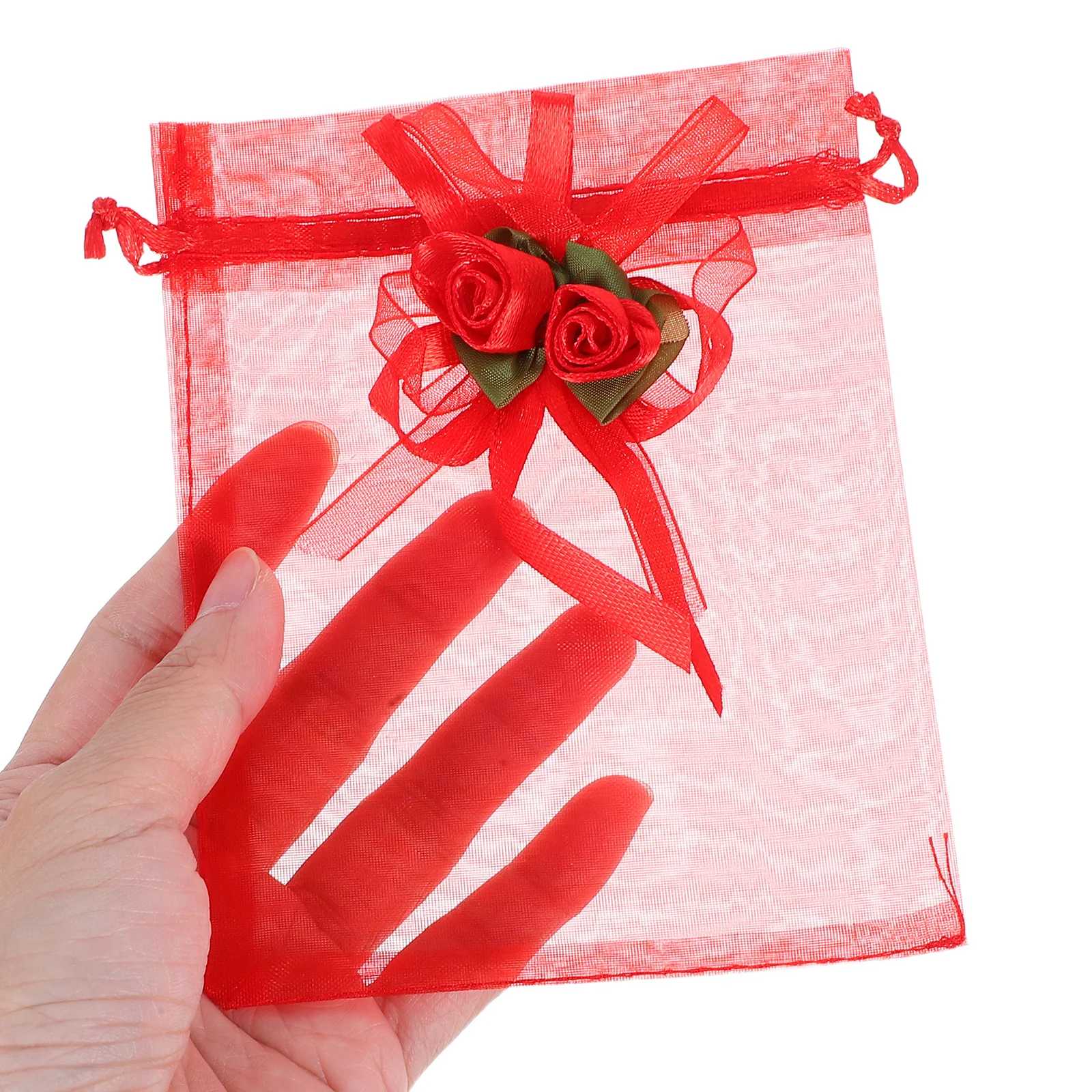 

24Pcs Sheer Organza Bags with Tulip Design Drawstring Closure for Small Trinkets Cosmetics Display Favor Pouches Romantic