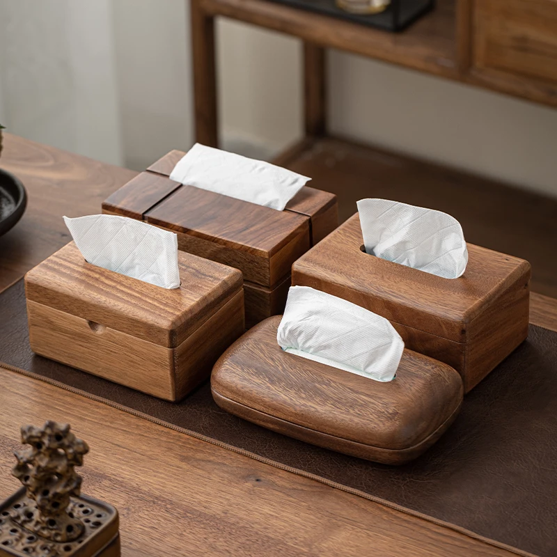 Walnut Paper Towel Box Living Room Handkerchief Box Dining Table Ornaments Wet Tissue Organization Home High Grade