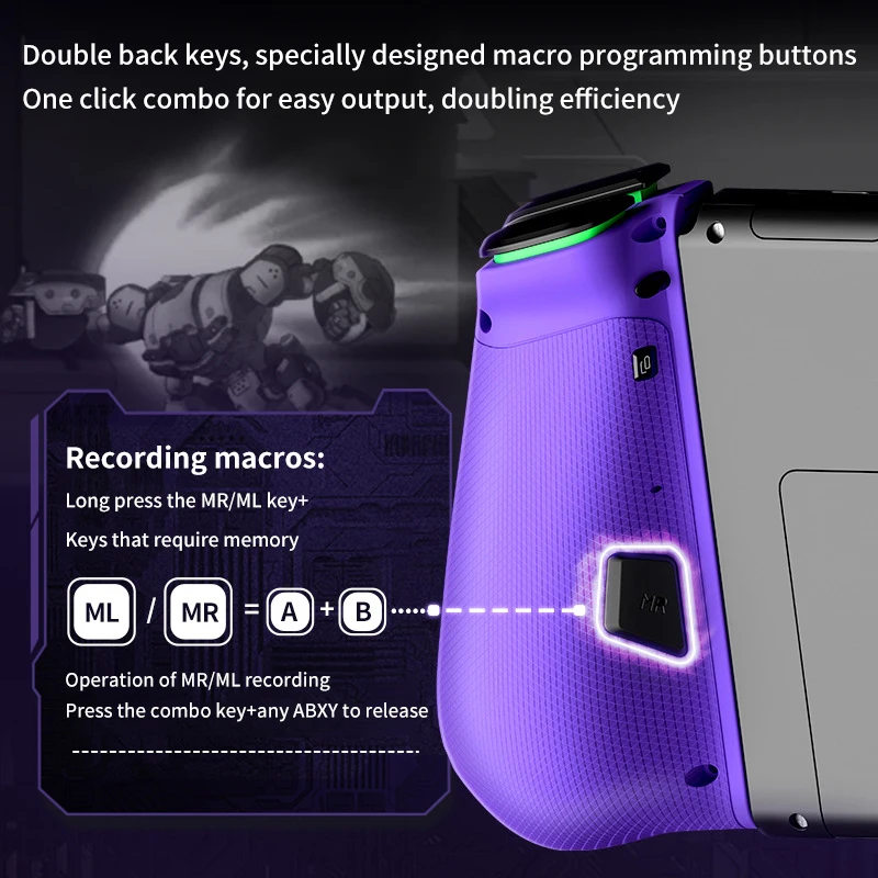 Mecha Guerreiro Joypad Compatível com para Switch, Joysticks Efeito Hall, Função Macro Turbo, V1, V2, OLED