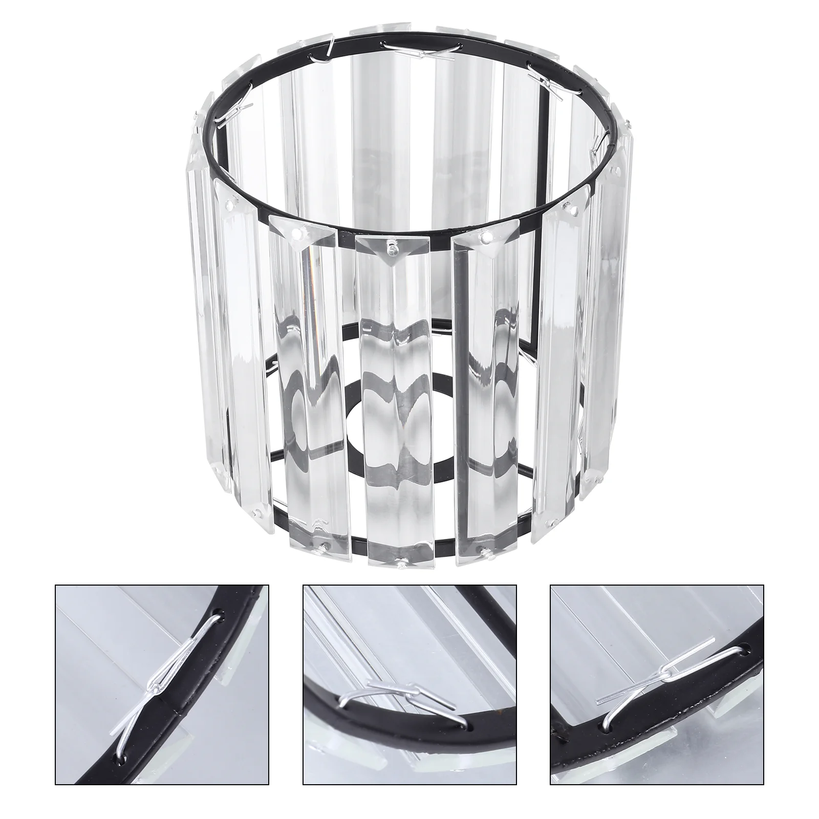 

Chandelier Crystal Ceiling Lamp Iron Lampshade Dining Table Black Pendant Light