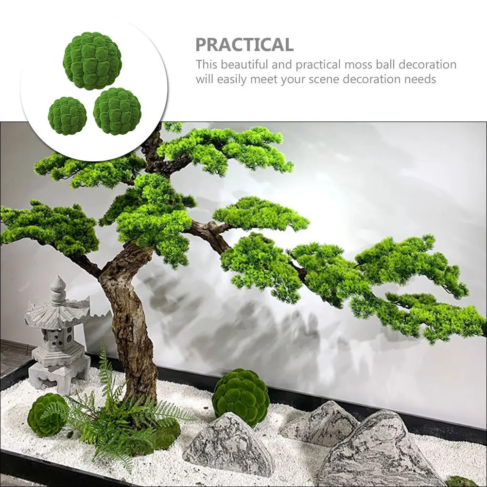 

3Pcs Green Moss Decorative Balls Artificial Moss Ball Vase Filler Decorative Spheres for Planters Indoor Landscape Home Decor