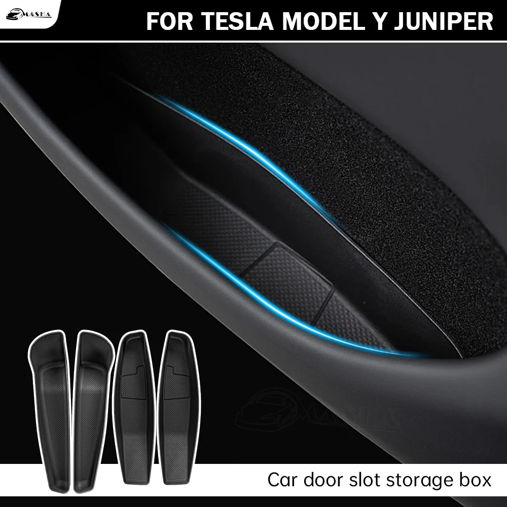

4PCS Door Side Pocket Storage Box for Tesla Model Y Juniper 2025 2026 Door Pocket Inner Organizer Trays Juniper Accessories