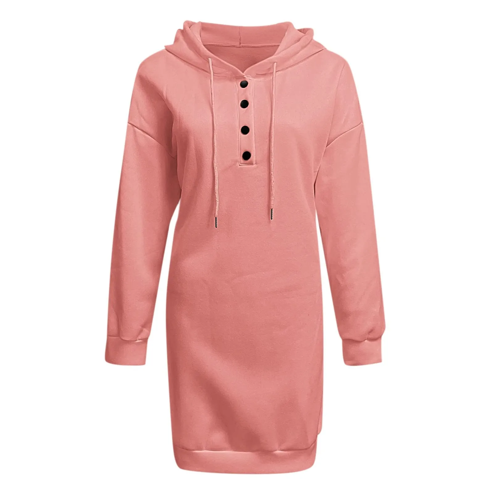 Women\'s Dresses Long Sleeve Drawstring Pullover Top Dress Casual Hoodie Pullover Dress Dresses