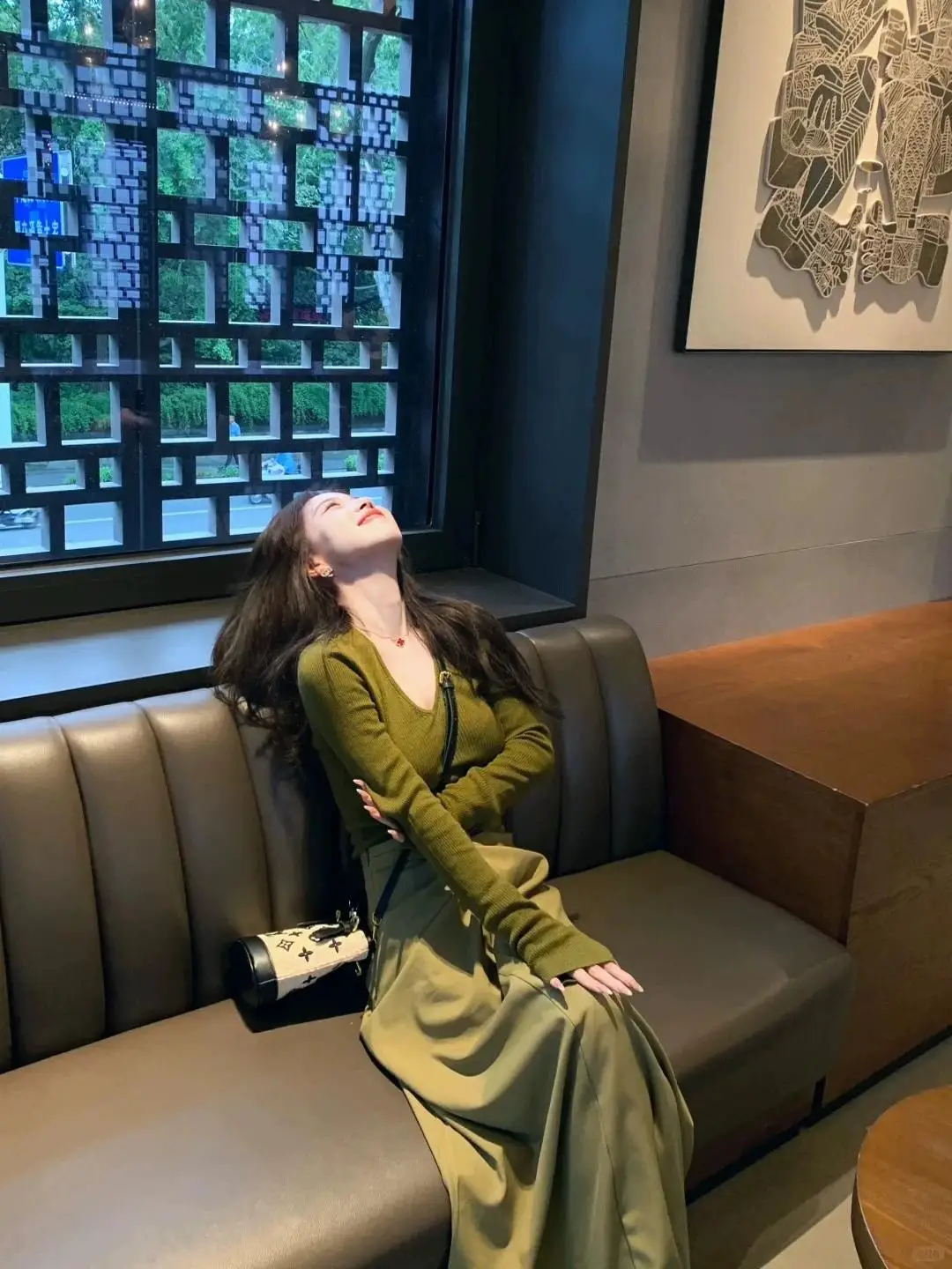 

plus Size Women's Spring Faion Set Beautiful Knitted Sweater And Skirt Avocado een Casual Sle Long Sve V Ne