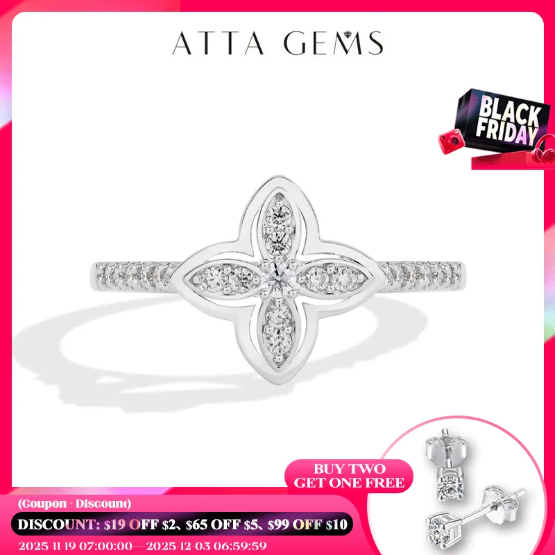 

ATTAGEMS Original Classic Full Moissanite Rings Butterfly Shape 925 Silver Plated 18K Gold Ring Women Engagement Wedding Jewelry