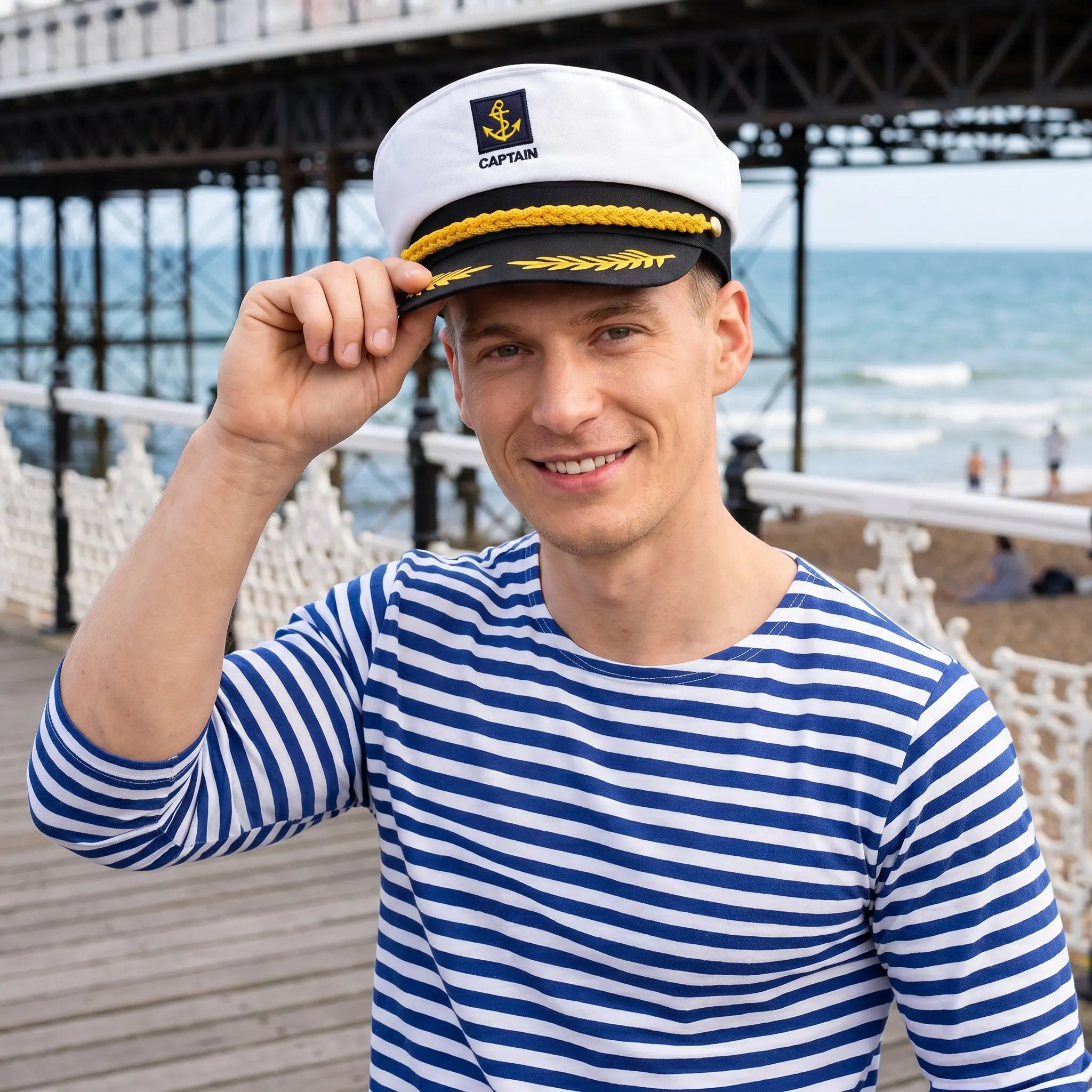 Captain Sailor Hat Yacht Boat Ship Embroidered Premium Material Lightweight Adjustable for Costume Bestoyard Captain Hat