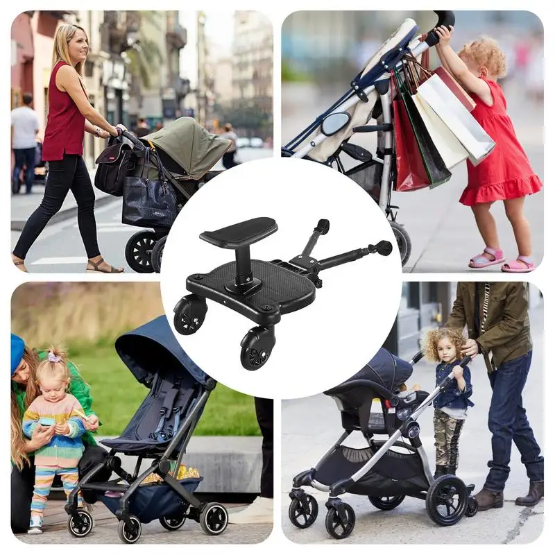 Tablero de pie para cochecito, accesorio para cochecito de niño pequeño, dispositivo de paseo con asiento extraíble, tabla planeadora para cochecito