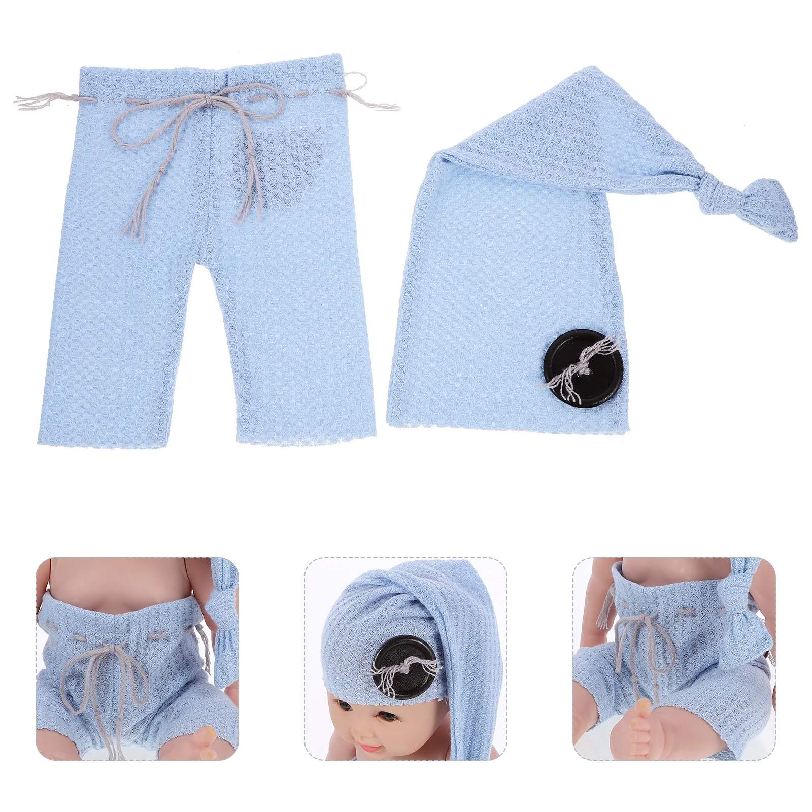 

1Set Newborn Photography Outfit Knit Pants and Hat Soft Breathable Baby Boy Girl Photo Prop Newborn Photography Props