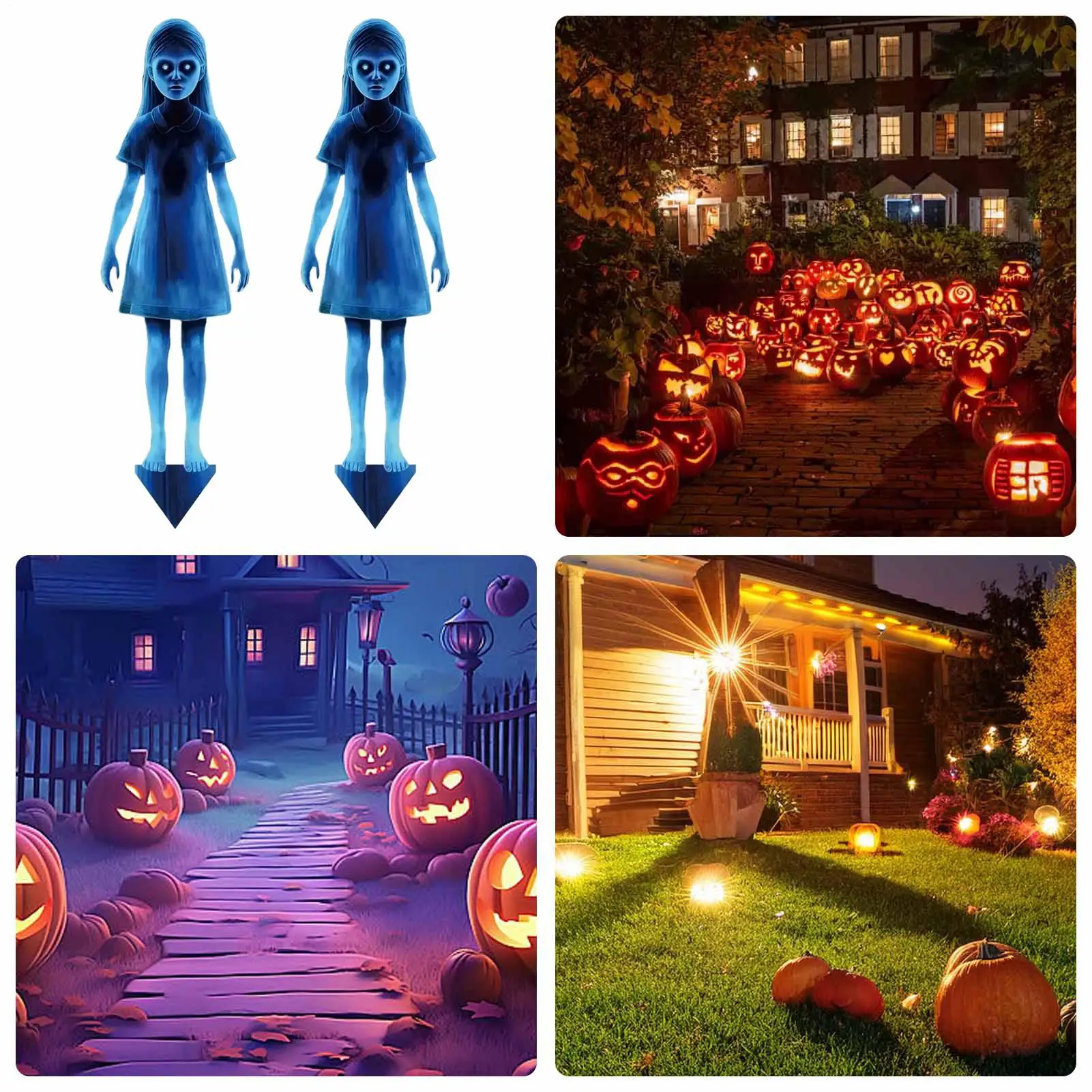 

Outdoor Halloween Decorations Yard 2 Pieces Lawn Stake Ghost Sign Spooky For Photo Backdrop Party Driveway Entrance Lawn Patio