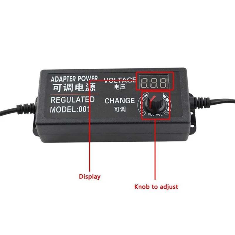 ABLN-Universal 3-24V 3A محول إمداد الطاقة المتغير مع شاشة عرض الجهد LED، محول التبديل القابل للتعديل الولايات المتحدة الولايات المتحدة التوصيل