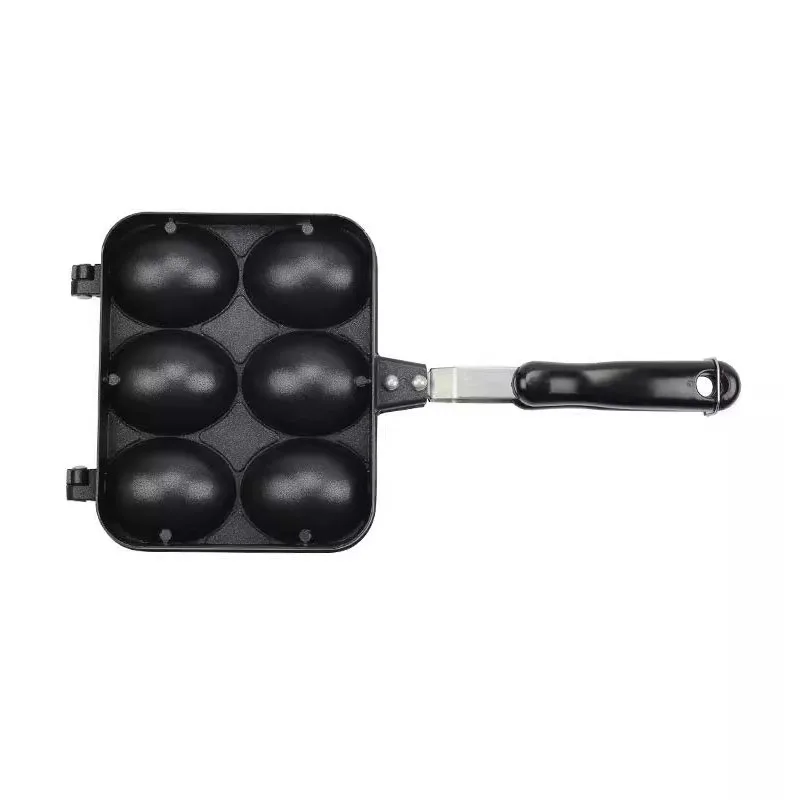 ถาดทำเค้กเหล็กหล่อ6หลุมกระทะทำไข่เจียวสำหรับทำอาหารเช้าที่ทำอาหารหม้ออาหารไข่แม่พิมพ์เค้กเครื่องครัว