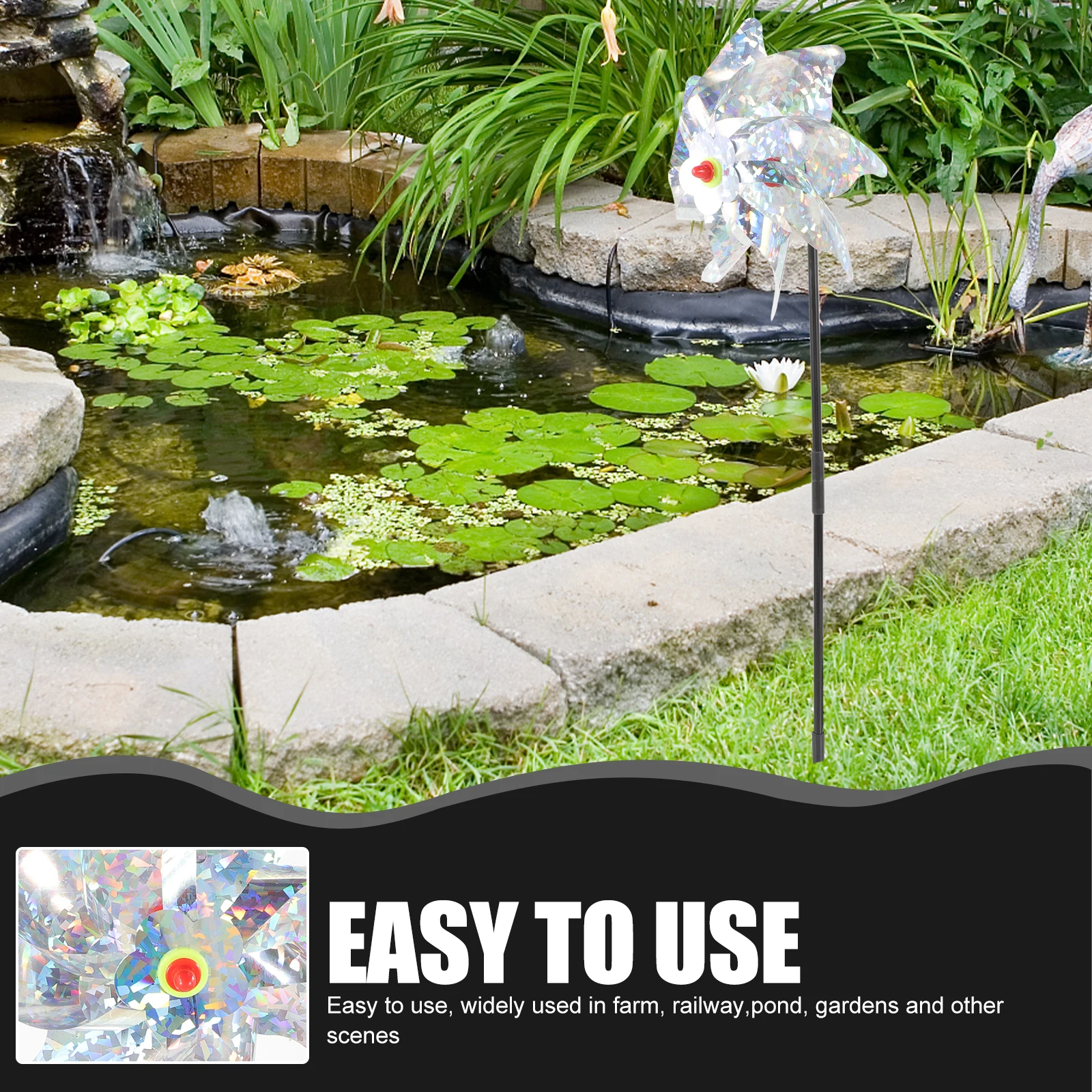 

5Pcs Windmill Reflective Bird Repellent Deterrent for Garden Pond Outdoor Wind Spiral Scare Device