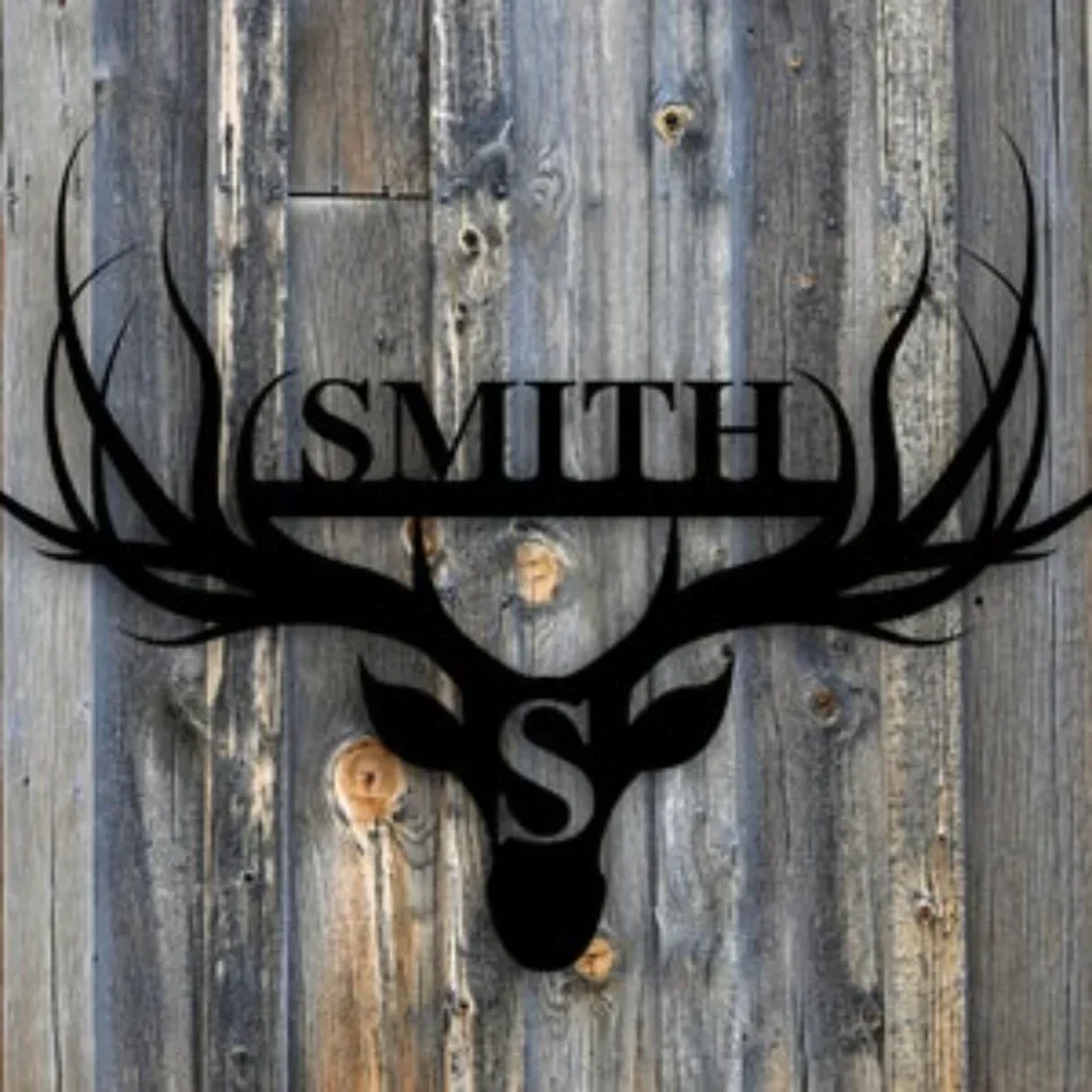 Personalized Deer Name Sign Metal Antler Wall Decor Hunting Present Man Gift Family  Hunter Valentines Camp Souvenir Outdoor