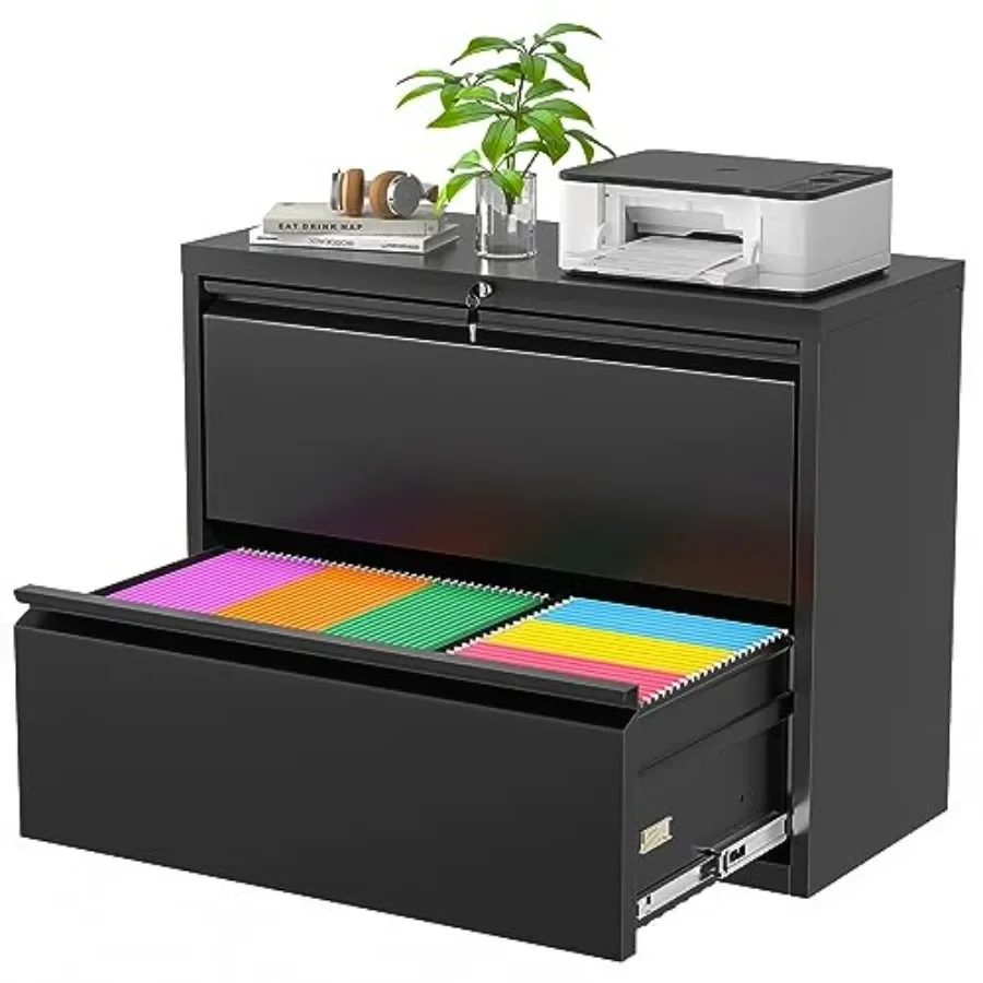 Metal Lateral File Cabinet with Lock, 2 Drawer File Cabinet, Filing Cabinets with Lock, Filing Cabinets for Home Office/Legal/L