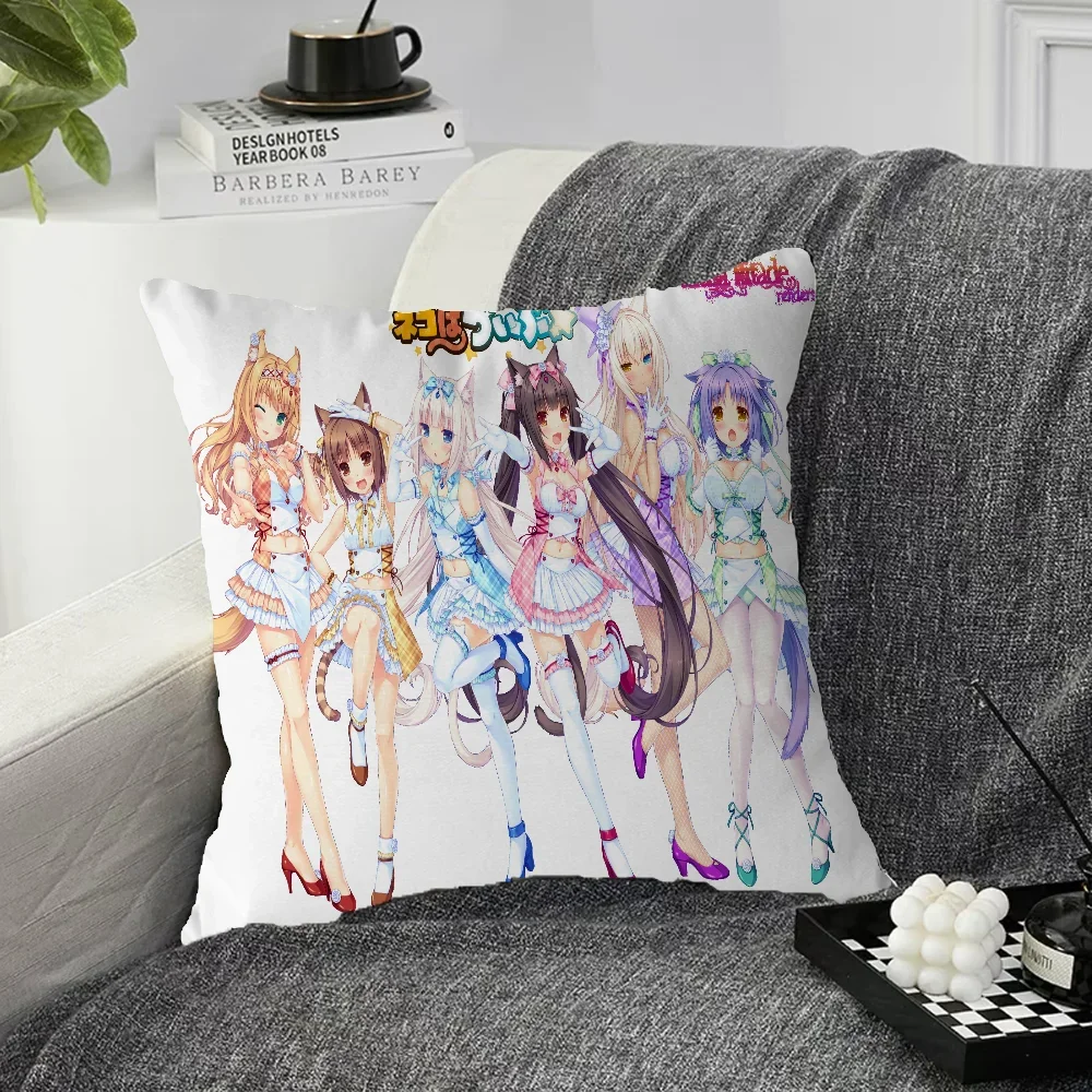 Game NEKOPARAS Decorative Pillowcase 40x40 Pillow Cover 45x45 Cushions Covers Covers for Bed Pillows Aesthetic Room Decoration