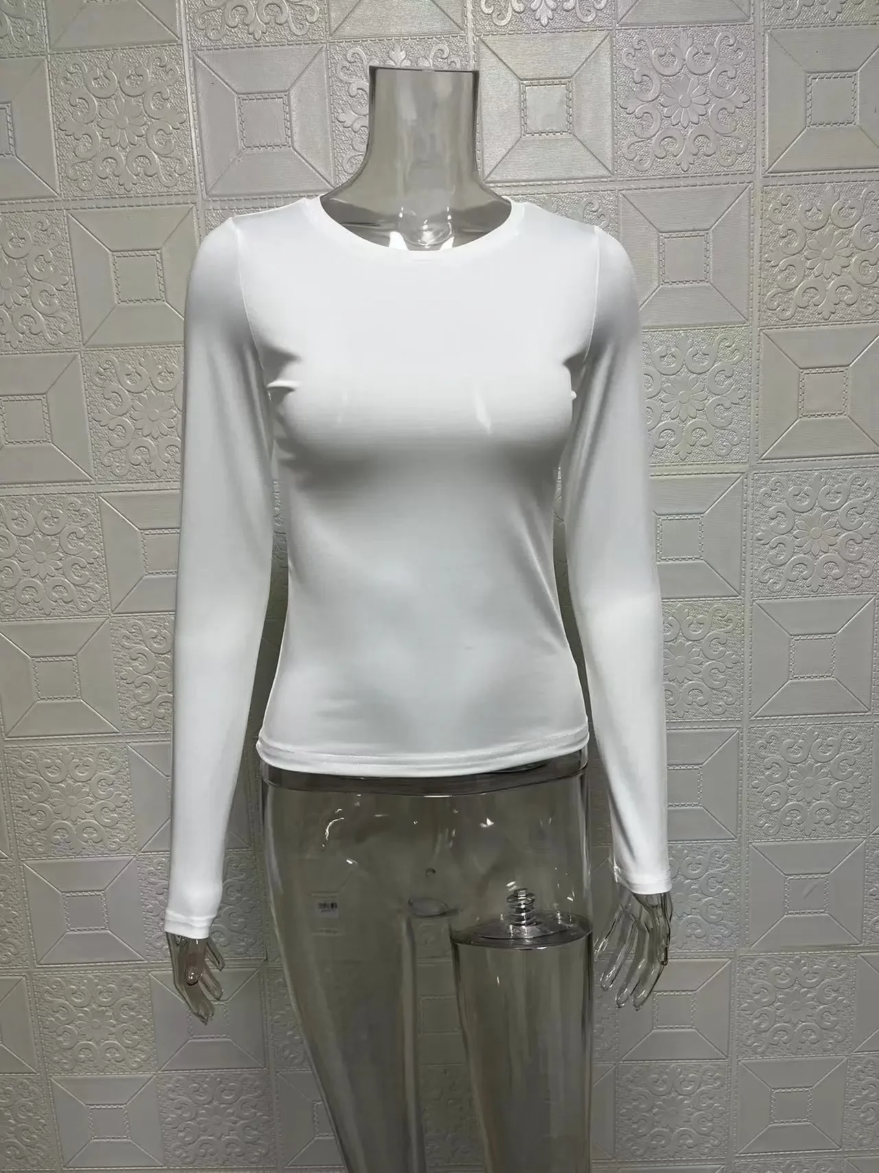Women's Slim Fit Ruched Long Sleeve Top Crew Neck Solid Basic Stretch Casual Spring Autumn Daily Wear Tee Shirt Top view 6