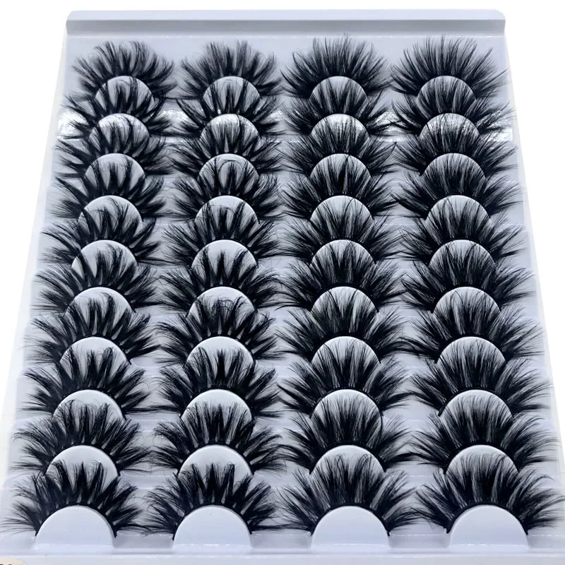 Nuevos 20 pares de pestañas postizas 3D de imitación de visón, pestañas postizas largas y gruesas naturales, pestañas postizas dramáticas, extensión de maquillaje, maquiagem