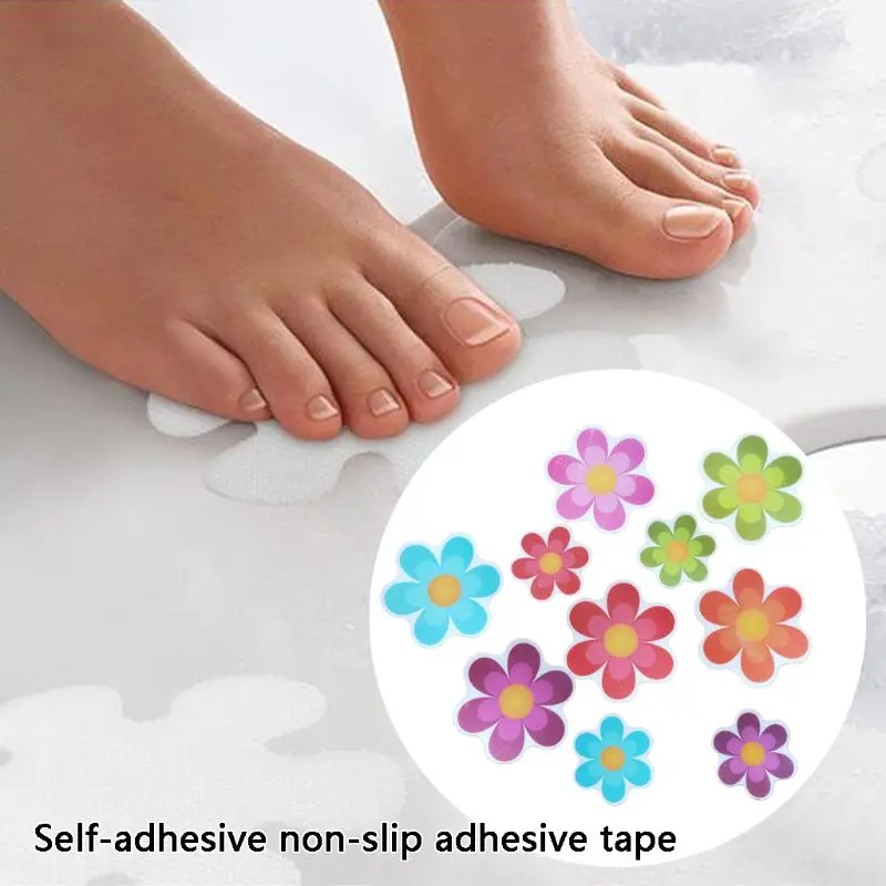 10pcs/set Anti Non Slip Mat Flower Bathtub Stickers Safety Floor Bathroom Shower