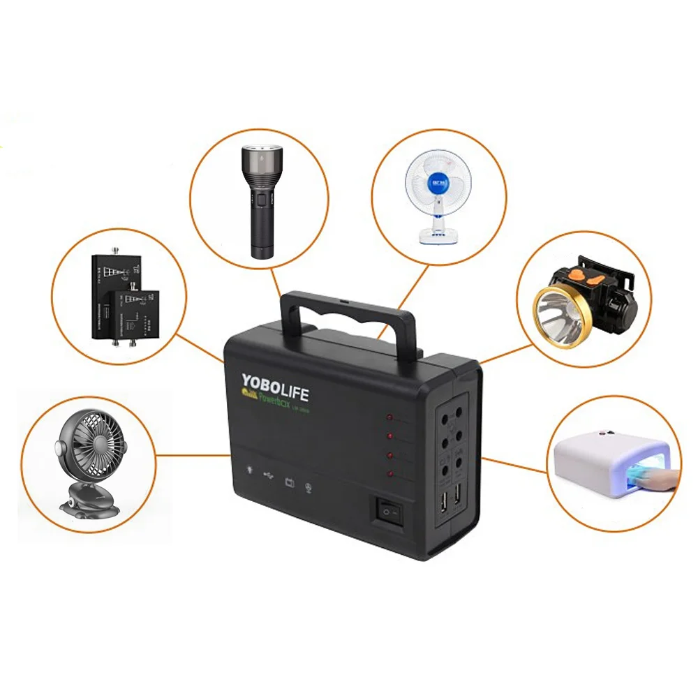 12V 4A Solar Power Generator with 18V 12W Solar Panel, USB Output, 4 LED Bulbs, Charging Time 16 Hours, Ideal for Appliances