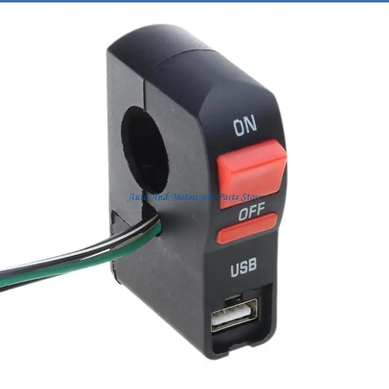 

P9FD Universal Scootor Headlight Switch Handlebar On Off Button with USB Car