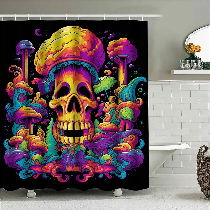 

Tuniu психоделический череп занавеска для душа Trippy грибное искусство темный декор комнаты Rave Decor уникальная занавеска для ванной комнаты