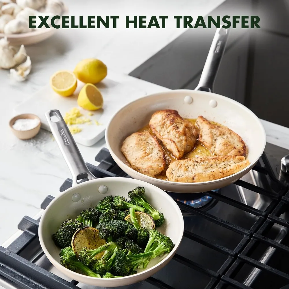 Padova Hard Anodized Healthy Ceramic Nonstick 17 Piece Cookware Set, PFAS-Free, Induction, Dishwasher Safe, Oven Safe, Taupe