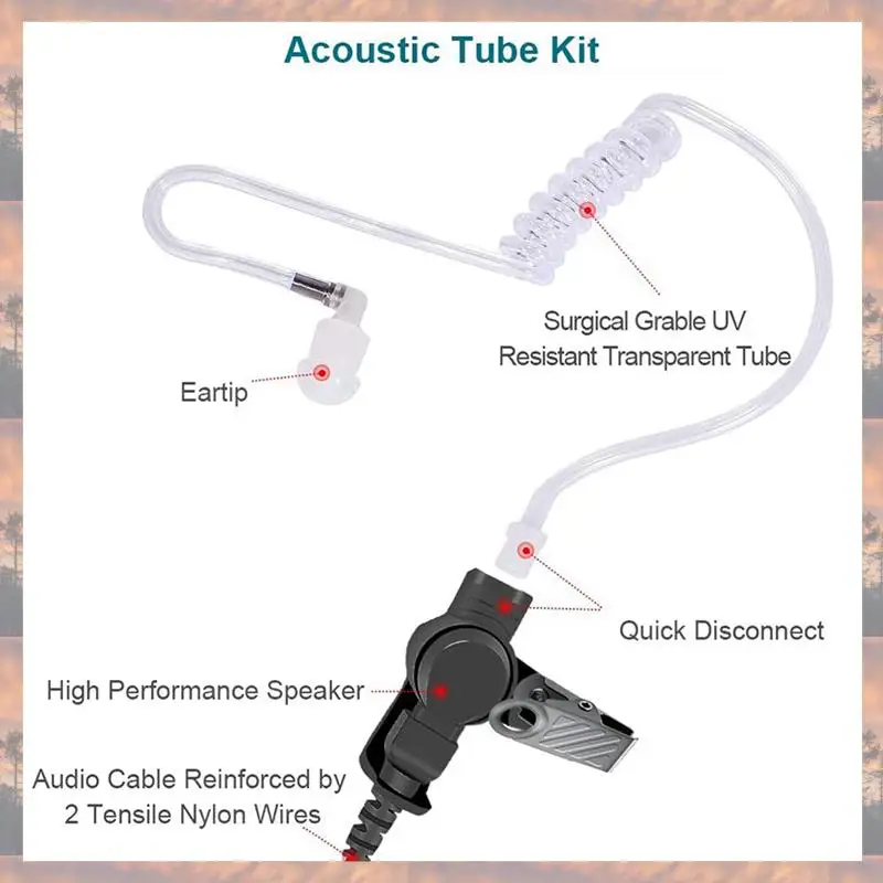 N75R-2X Earpiece Acoustic Tube Radio Ear Piece Two Way Headset With Mic For Motorola APX6000 APX4000 APX7000