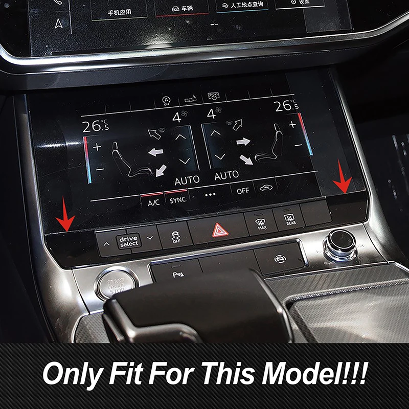 For Audi A6 C8 2019-2022 Car Console Button Panel Frame Trim Strip Stainless Steel Carbon Color Sticker Interior Accessories
