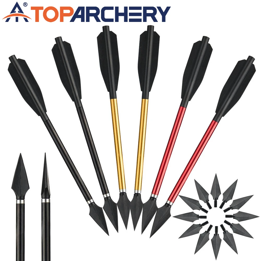 6,7-дюймовые алюминиевые болты для стрел для стрельбы из лука с 77 зеренными черными стальными наконечниками для арбалета 50-80 фунтов для охоты на открытом воздухе, 6/12/24 шт.