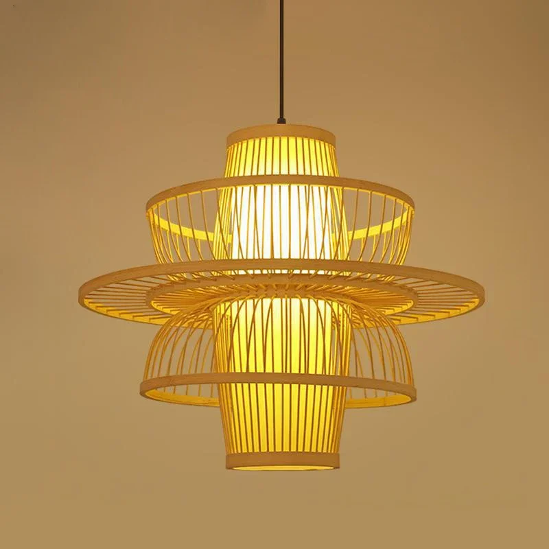 Contemporary Bamboo Weaving Pendant Lamp Art Hot Pot  Restaurants Bedroom Commercial Homestas Tea Room Japanese Light