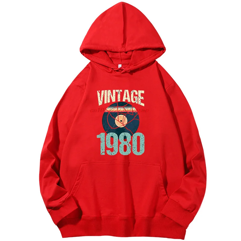 

Vintage 1980 Birthday Record Vinyl Vintage Disco Graphic Hooded Sweatshirts new in hoodies & sweatshirts Men's Sports Sweatshirt