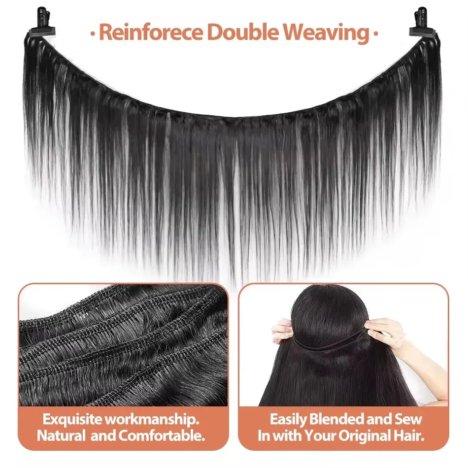 28 28 30Inch Bone Straight Human Hair Weave Bundles Brazilian Virgin Unprocessed Raw Human Hair Extension 3 4 Bundles Wef image 3
