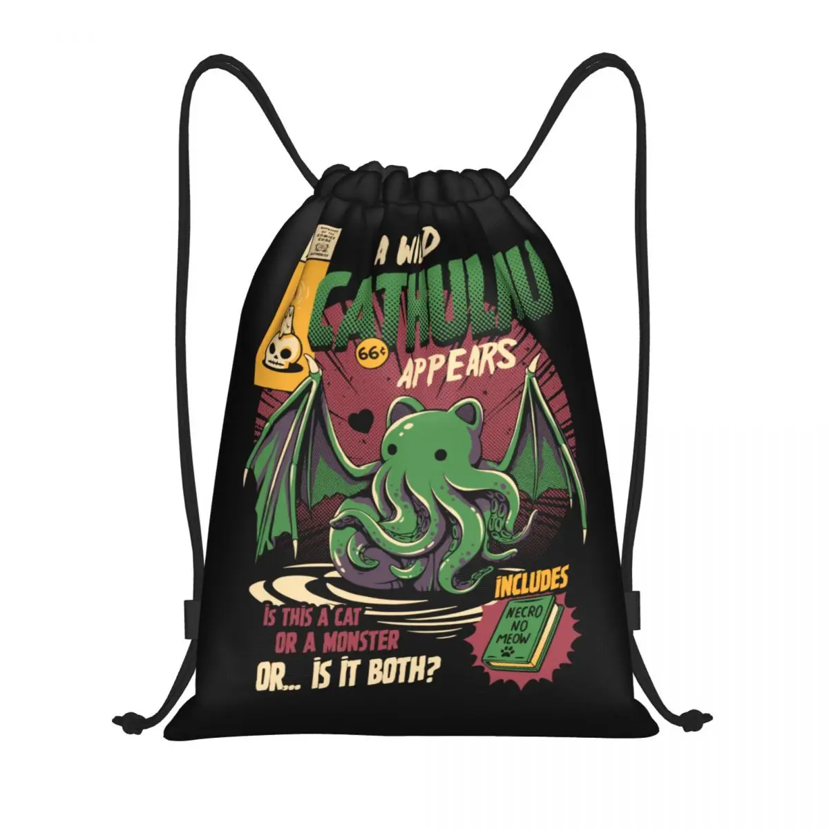 Custom A Wild Cthulhu Drawstring Bag Women Men Lightweight Cat or Monster Kaiju Lovecraft Movie Sports Gym Storage Backpack