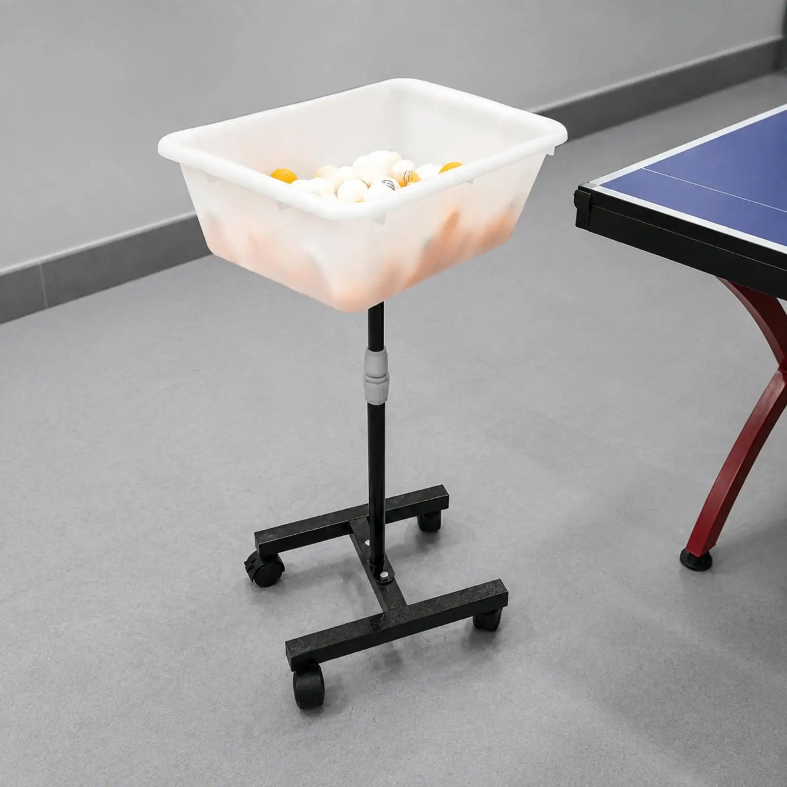 Mobile Table Tennis Ball Collector Basket on Wheels for Training Practice Easy Pickup