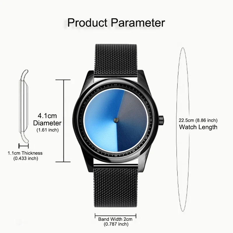 Enmex Individualization special design wristwatch changing dail blue design  neutral cool fashion quartz clock men  watch