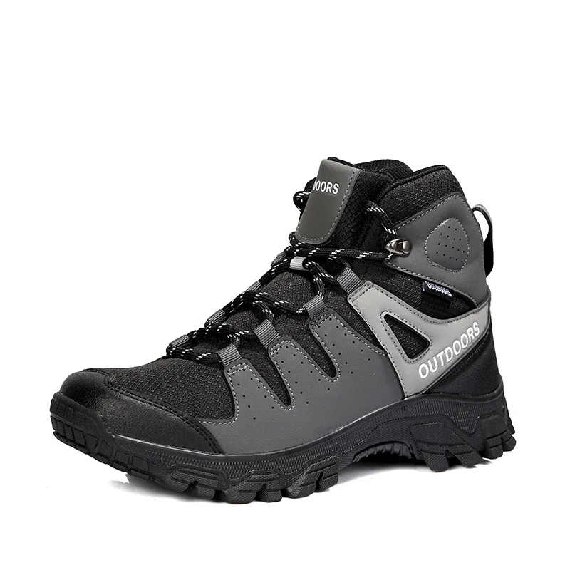 

Autumn Winter Hiking Ankle Boots Men Outdoor Trekking Shoes Black Gray Anti Slip Mountain Boots Size 40-47