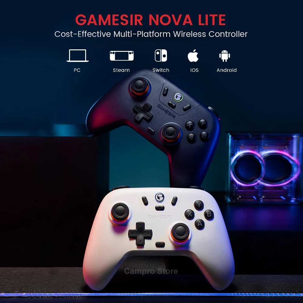 وحدة تحكم GameSir T4 Nova Lite اللاسلكية، لوحة ألعاب بلوتوث مع تأثير القاعة لجهاز Nintendo Switch iPhone Android Phone PC