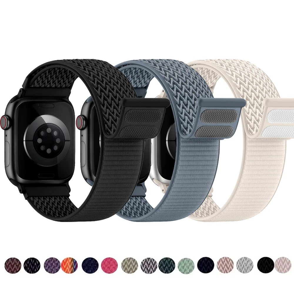 Correa para Apple Watch de 49mm, 46mm, 45mm, 44/42/41/40mm, Correa Deportiva de Nailon con Bucle, Serie 11, 10, 9, 8, 7, SE, Ultra 3