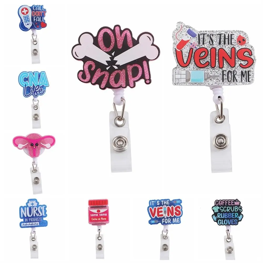 

Вращающийся на 360° выдвижной держатель для бейджа с зажимом-крокодилом, простой в использовании, с легко вынимаемой застежкой, акриловый держатель для именной бирки, для медсестер, для использования в больницах
