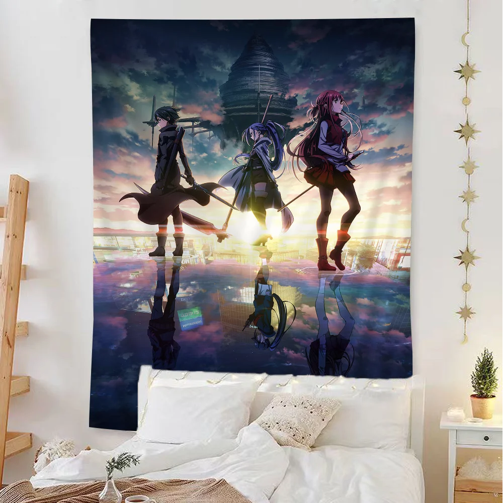 Sword Art Online Printed Large Wall Tapestry Indian Buddha Wall Decoration Witchcraft Bohemian Hippie Decor Blanket